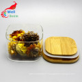 High Borosilicate Sealed Square Shape Glass Storage Jar With Bamboo Lid Storage-147RL